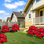 2 Pack 24.5-Inch Artificial Poinsettia Flowers with Ground Spike, Christmas Topiary Balls Trees, Faux Poinsettias Bush,Fake Poinsettia UV Realistic for Outdoor Porch Home Patio Christmas Decor