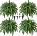 4PCS 45in Fake Ferns- Outdoor Faux Plants, Large UV Resistant Artificial Ferns for Outdoors, Weatherproof Faux Boston Fern Realistic Fake Artificial Plant for Porch Home Garden Patio Hanging Decor