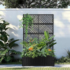 52’’ H Garden Planter Box with Trellis Outdoor for Vine Climbing Plants, Flowers Handwoven Rattan Garden Bed with Removable Liners for Backyard Patio Balcony