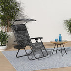 Best Choice Products Folding Zero Gravity Outdoor Recliner Patio Lounge Chair w/Adjustable Canopy Shade, Headrest, Side Accessory Tray, Textilene Mesh - Camouflage