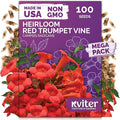 KVITER 100 Red Trumpet Vine Seeds for Planting (Campsis Radicans) – Trumpet Creeper, Organic & Heirloom Hummingbird Vine – Perennial Flower Seeds to Plant Outside – Fences, Trellises & Outdoor Garden