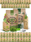 Organo Republic 22 Lettuce & Salad Greens Seeds & 25 Most Popular Herb Seeds Variety Pack Bundle, 36,400+ Non-GMO Heirloom Garden Seeds for Planting Vegetables & Herbs for Indoor & Outdoor Gardening