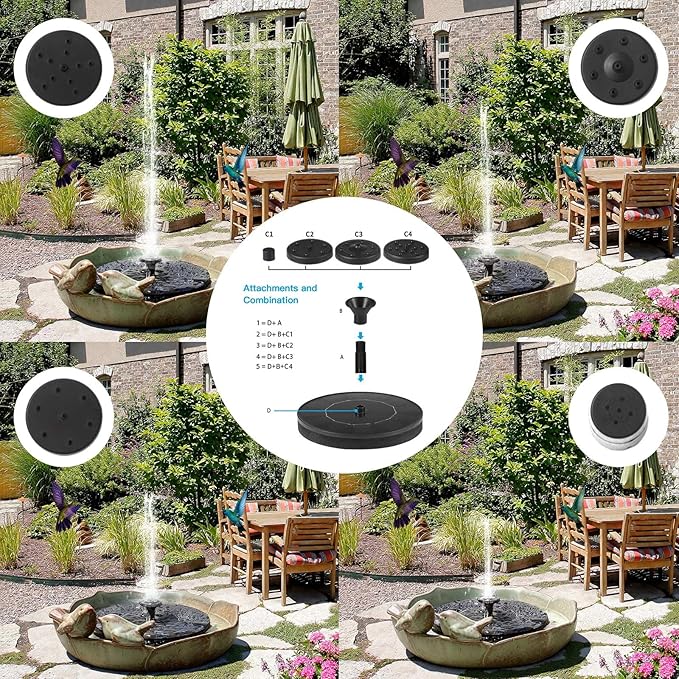 SiliFine Solar Fountain Ceramic Bird Bath for Outdoors Hummingbird Solar Fountain with Ground Ceramic Bird Baths Bowl for Outside, Large Table Top Garden Decor for Patio Yard Home