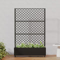 Casaphoria Metal Raised Garden Bed with Trellis and Wheels, 72"x47"x16" Arched Planter Box for Climbing Plants, Vegetables & Vines, Features Drainage Holes and Privacy Screen, Black-Rhombus