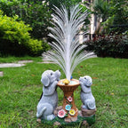 Solar Dog Statues Garden Decor with LED Lights -Resin Dogs Figurines Lights and Colour Changing Fiber Optical Light, Outdoor Decorations for Patio Yard Lawn Ornaments-Gifts for Housewarming