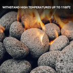 Skyflame Black Natural Tumbled Stones Round Lava Rock Pebbles for Indoor Outdoor Gas Fire Pit | Fireplaces | Garden Landscaping Decoration | Cultivation of Potted Plants | 10 Pounds | 2-3 Inch Size