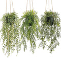 3 Packs Fake Hanging Plants with Black Pots, 18.5" Artificial Hanging Plants for Wall Decor, Fake Plants Mandala Vine Indoor/Outdoor for Home Bathroom Bedroom Kitchen Office Room Decor