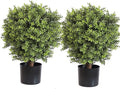 Artificial Topiary Ball Tree, 2 Pack Artificial Plants Outdoor, Ball Shaped Boxwood Topiary, Artificial Shrubs Potted for Indoor and Outdoor (22inch)