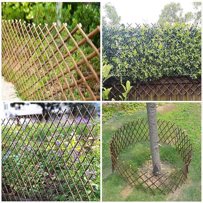 Expandable Willow Trellis for Climbing Plants Outdoors,Nature Garden Fence Lattice Panels for Outside Plant Support for Vine, Ivy, Rose, Cucumbers, Clematis 36x92 Inch(4PC)