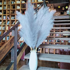 Premium Faux Grey Pampas Grass – 43.3" Tall Fluffy Neutral Decor, 8pcs 18-Branch One-Piece Stems No Assembly, Luxury Silk-Feel Feather Flowers for Modern Minimalist Scandinavian Decor,8 Stems110cm