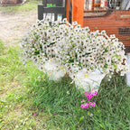 Uieke 16 Bundles Outdoor Artificial Flowers UV Resistant Fake Flowers No Fade Faux Plastic Plants for Garden Porch Window Box Home Outside Hanging Planter Spring Summer Décor (White)