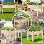 MIXC 331 lb Capacity Wooden Raised Garden Bed with Legs, 48x24x31 in. Elevated Reinforced Large Planter Box for Vegetable Flower Herb Outdoors - Beam and Column Structure - Unmatched Strength Outlast