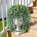 Faux Outdoor Plants Fake Hanging Plants for Outdoors Outside Decorations, 2 Pcs White Faux Eucalyptus Vines Realistic UV Resistant Artificial Greenery for Planters Porch Garden Yard Front Door Patio