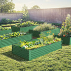 DWVO 2pcs 6 x 3 x1.5 FT Raised Garden Bed Kit, Outdoor Galvanized Flower Bed with Gloves, Large Metal Planter Box for Vegetables, Flowers, Herbs, Fruits, Green