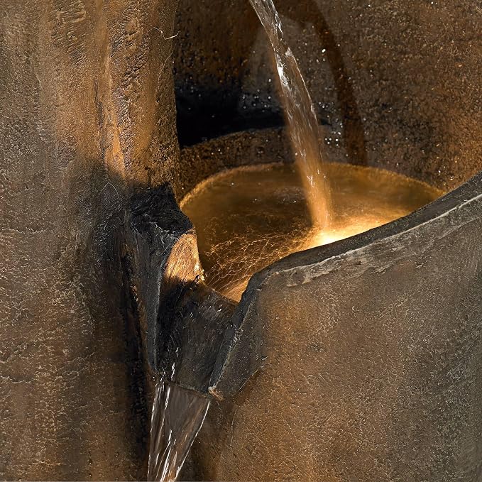 Sphere Curve 39 1/2" High Large Modern Zen Indoor Outdoor Decor Faux Stone Floor Fountain with Light LED Waterfall Cascading Water Feature for Outside Garden Patio Yard Backyard - John Timberland