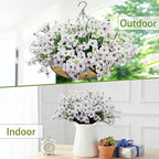 20 Bundles Artificial Flowers for Outdoors, UV Resistant Fake Flowers with Plastic Plants For Outside, Faux Silk Flowers for Planter outdoor, Fake Realistic Flower for Planters Window Box Decor-White