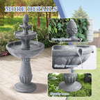 Grepatio Italian Outdoor Water Fountain, 3 Tiers Bubbler Garden Waterfalls Fountains, 40.6" H Tall Roman Pillar Floor Water Fountain for Indoor, Yard, Lawn and Garden Décor