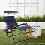 Best Choice Products 30” Wide Folding Zero Gravity Outdoor Recliner Patio Lounge Chair w/Adjustable Canopy Shade, Headrest, Side Accessory Tray - Brown