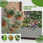 Casaphoria Metal Raised Garden Bed with Trellis and Wheels, 47"x47"x16" Planter Box for Climbing Plants, Vegetables & Vines, Features Drainage Holes and Privacy Screen, Grey-Net