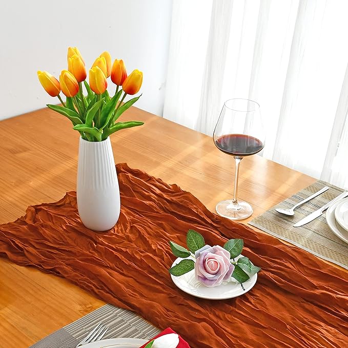 Mandy's Sunset Artificial Tulips Flowers Centerpiece, 13.5" Lifelike PU Fake Floral Stems 20pcs for Kitchen Island & Dining Table, Spring Decor for Easter