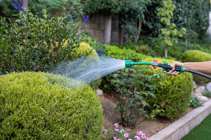 Rain Bird TRNZLWAND16 16" Watering Wand Garden Hose Nozzle, Front Trigger, Carbon Fiber Texture, Shower Spray Pattern