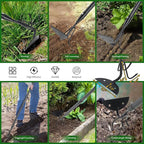2 in 1 Hoe Garden Tool for Weeding& Cultivator - 52 inch Heavy Duty Garden Hoe with Upgraded Claw 3-Tine Tiller Rake,Long Handle Weed Grass Removal Tools for Gardening,Soil Loosening,Planting,Digging