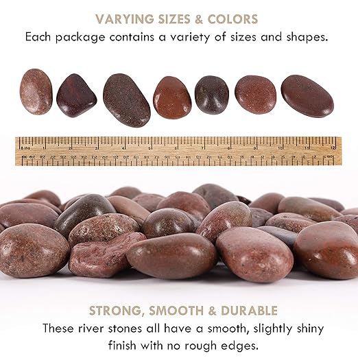 Galashield 5 lbs Approx. 45 River Rocks Pebbles for Plants Natural Decorative Polished Stones for Planters Succulent Rocks Aquarium Gravel (1.6-2.4 Inches)