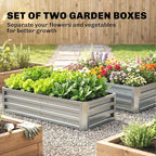 Outsunny Galvanized Raised Garden Bed, 4' x 2' x 1' Metal Planter Box, for Growing Vegetables, Flowers, Herbs, Succulents, Silver