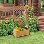 Giantex Planter Raised Bed with Trellis, 71" Wooden Garden Bed, High Trellis for Vine Plant Flower Climbing Pot Hanging, Indoor & Outdoor Planter Box for Yard, Garden, Balcony