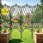 AMAGABELI GARDEN & HOME 4 Pack 47” x 16” Garden Trellis for Climbing Plants Outdoor Metal Garden Fencing Decorative Plant Trellis Vegetables and Rose Trellis for Ivy Cucumbers Black