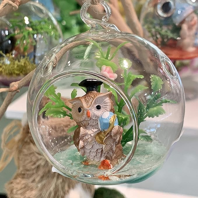WGV Hanging Terrarium Globe, Width 3", Height 4", DIY Air Succulent Planter, Clear Glass Vase Orb with Flat Bottom, Candle Holder for Windowsill Outdoor Garden Decor, 3 Pieces Bulk
