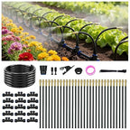 Drip Irrigation System for Garden, Automatic Watering System with Adjustable 360° Copper Spray Nozzles, DIY Drip Irrigation Kit for Yard, Lawn, Greenhouse, Raised Beds & Potted Plants (50FT)