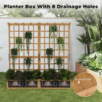 GarveeLife Two-Tier Wooden Planter Box with Trellis for Outdoor Gardens, Elevated Raised Bed for Flowers and Vegetables, 1.4 ft Deep Planter with Hanging Roof & Drainage Holes