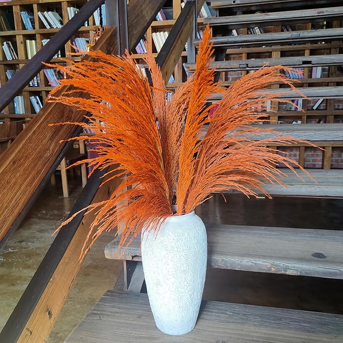 Pampas Grass Decor Tall,Burnt Orange Dried Pampas Grass for Vase, Large Natural Pompas Floral, Elegant Feather Flowers,Wedding Living Room Farmhouse Decor (Natural Orange, 4pcs 43.3"(110cm))