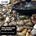 U-nitt 10" Spill Bowl Downspout Catch Basin for Rain Chain Anchoring & Stake | Rainwater Collection for Roof | Gutter Catch Basin | Good for Water Fountain & Birdbath | Black | Handles Heavy Rain