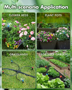95.5FT Drip Irrigation System Kits - Automatic Garden Watering Sprinkler with 1/2 & 1/4 inch Tubing Hose Patio Misting Plant Irrigation Water Equipment Quick Connector for Greenhouse Flower Beds Lawn