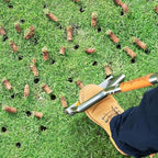 Manual Push Core Aerator Lawn Tool: Semi-Assembled Lawn Aerator with 3 Replaceable Hollow Tine - Yard Aeration Tool for Lawn Grass Plug Air Aerators, Handheld Lawn Care Coring Soil Aerator - Orange