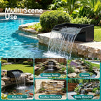 Pond Waterfall Spillway Kit, 8" Pond Waterfall Filter with 660GPH Waterfall Pump & Filter Cage, 10 Ft Corrugated Tubing for Outdoor Garden Ponds, Backyard Water Features