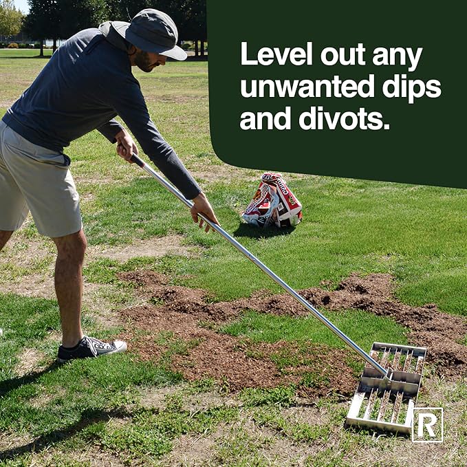 Rocklin™ Lawn Leveling Rake – 22” x 10” Stainless Steel Leveling Tool with 78” Handle | Smooth & Level Soil, Sand or Grass | Durable Leveling Tool for Lawn, Yard and Garden