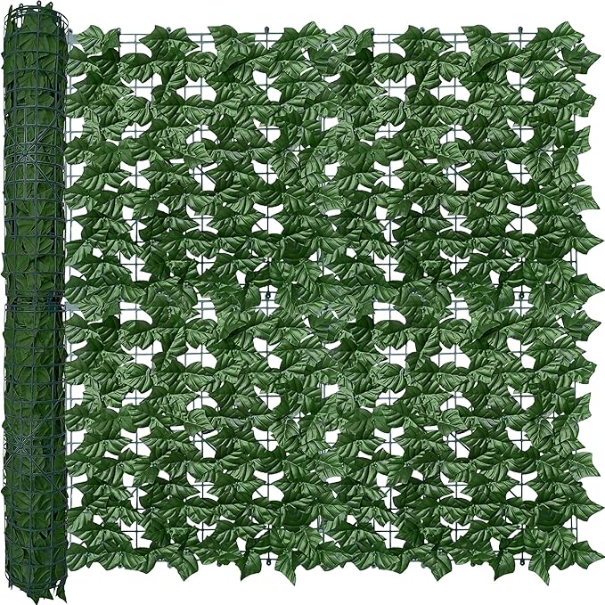 ODTORY Artificial Ivy Privacy Fence Wall Screen: 40X100 in UV-Anti Faux Greenery Backdrop Ivy Vine Leaf Hedges Fence Panels for Patio, Balcony, Garden, Backyard Indoor Outdoor Green Decor