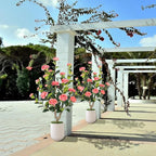 Artificial Camellia Tree 2 Pack - Realistic Camellia Plants in Pot with Pink Flowers, Lifelike Faux Greenery for Living Room, Patio, or Wedding,Pink