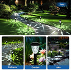 GIGALUMI 16 Pack Solar Outdoor Lights, Bright Solar Pathway Lights with Great Pattern, Waterproof Auto On/Off Light for Outside Garden Walkway Driveway Lawn Pathway