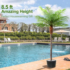 8.5ft Tall Artificial Phoenix Palm Tree for Outdoors Indoor Decor, Large Faux Coconut Silk Palm Tree Tropical Fake Tree Perfect for Outside Patio Poolside Porch Home Office Decor (Set of 2)