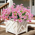 20 Bundles Artificial Flowers for Outdoors, UV Resistant Fake Flowers with Plastic Plants, Faux Silk Flower for Outdoors Planter, Fake Realistic Plant Outside Window Boxes Patio Decor-Pink