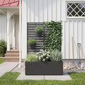Metal Raised Garden Bed with Trellis, 35"x16"x47" Planter Box for Vegetables & Climbing Plants, Outdoor HDPE Privacy Screen Planter with Drainage Holes for Patio, Backyard, Garden