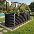 YITAHOME 2pcs 8x2x2ft Large Raised Garden Bed Kit, 24" Tall 9 in 1 Galvanized Metal Planter Box with Gloves and Safety Rubber, Outdoor Above Ground Planters for Plants Vegetables Flowers, Black