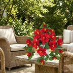 Briful Artificial Hanging Hibiscus Flowers in Pot, Tropical Faux Hibiscus Plant with Removable Decorative Planter, Red Trailing Flower Basket for Porch Patio Balcony Indoor Outdoor Home Decor