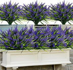 Geegoods Artificial Plants Flowers Outdoor – 48 Bundles UV Resistant Faux Lavender Flowers with Monkey Grass for Garden Porch Window Patio Hanging Planter Decor