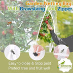 Fruit Tree Netting 2 Pack 8x8 FT with Drawstring & Zipper - Reusable Plant Protection Bag, Heavy Duty PE Mesh Cover for Blueberry Bushes - Blocks Birds/Deer/Squirrels