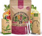 20 Vegetable Seeds Variety Pack - 12,465+ Non-GMO Heirloom Seeds for Planting Vegetables and Fruits in Individual Seed Packets, Home Garden Seed for Hydroponic, Indoor and Outdoors Gardening